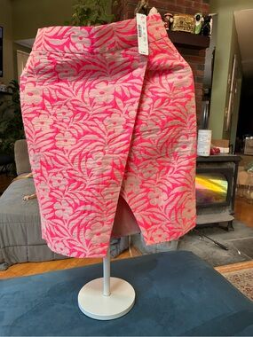 J. Crew Pink Floral Jacquard Wrap Skirt